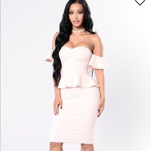 Pink off the shoulder dress